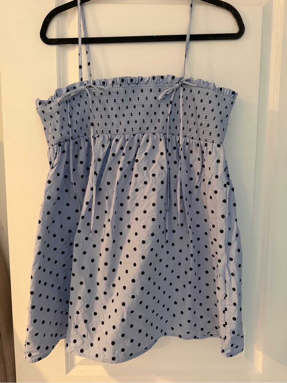 Light Blue Polka Dot Smocked Sundress - Picture 3 of 5